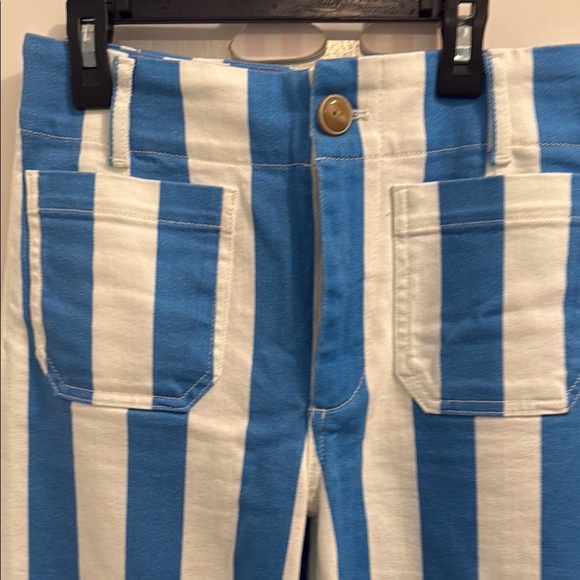 The Colette Cropped Wide-Leg Jeans by Maeve. Blue and White Striped Pants. - Picture 5 of 9